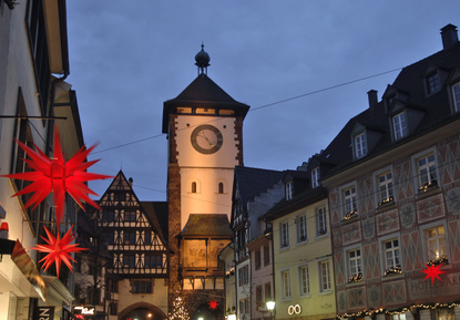 Schwabentor Weihnachtsmarkt Freiburg Breisgau Nacht